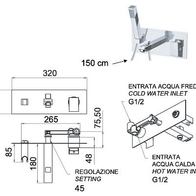 Смеситель для ванны Remer Q-Design QD04