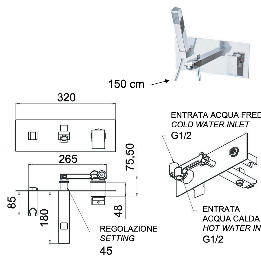 Смеситель для ванны Remer Q-Design QD04