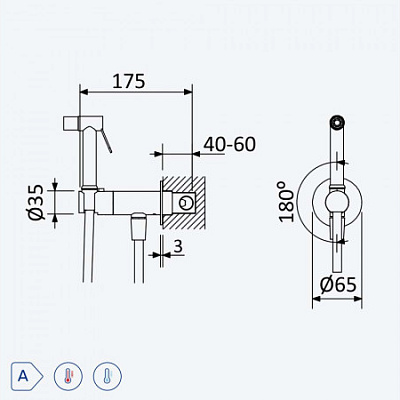 Смеситель для биде / унитаза, угол открытия 90 °. С нержавеющей стали Bruma X-Alpha 186 110 4IS Satin stainless steel