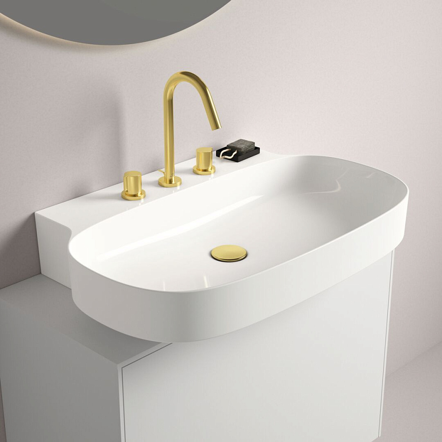 Раковина Ideal Standard Atelier Linda-X 75x50 см T499201 без перелива на три отверстия, шлифованный низ, белый глянцевый