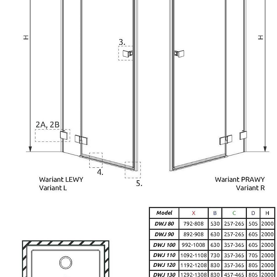 Душевая дверь Radaway Essenza Pro Gold DWJ 110x200 R стекло прозрачное/золото