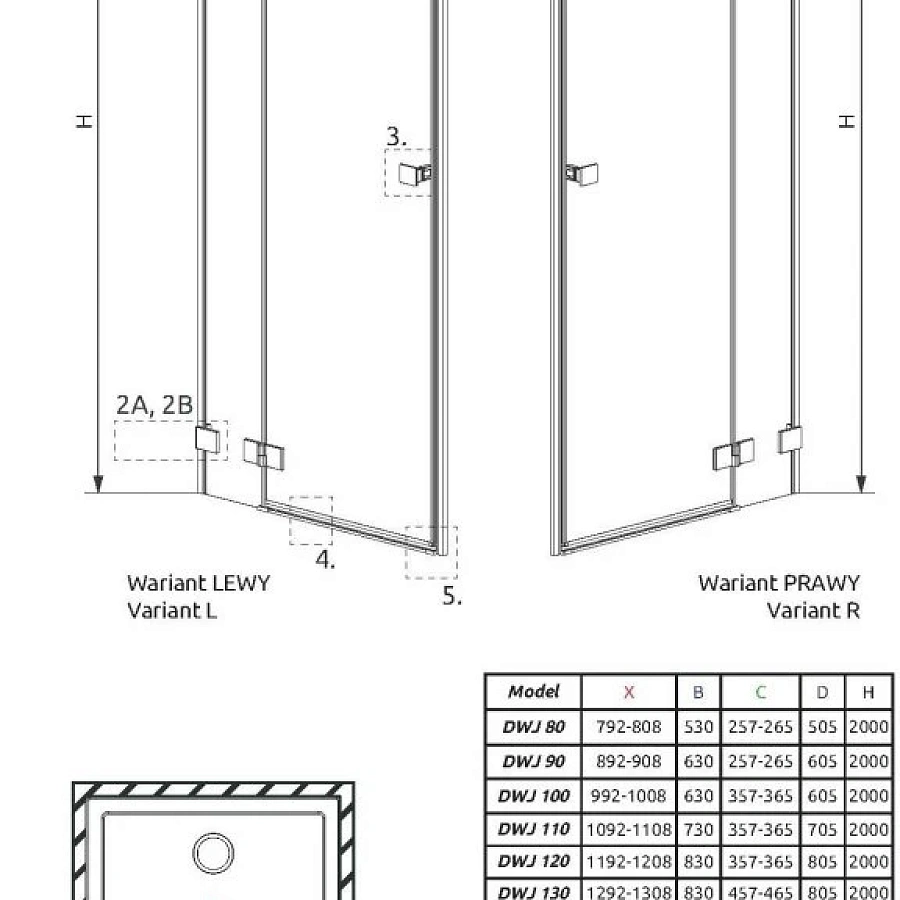 Душевая дверь Radaway Essenza Pro Gold DWJ 110x200 R стекло прозрачное/золото