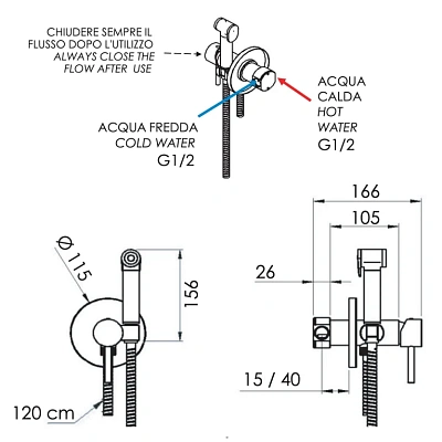 Гигиенический душ со смесителем Remer X Style X65W, хром