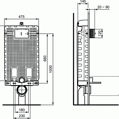 Легкая рамочная инсталляция для унитазов Ideal Standard ProSys 120M R009767