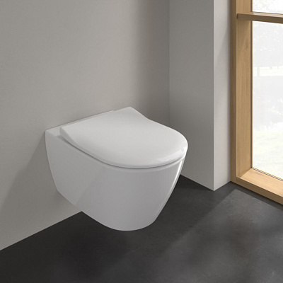 Унитаз подвесной Villeroy&Boch Subway 2.0 5614R001 + 9M78S101 37x56 с тонким сиденьем Soft Close, безободковый