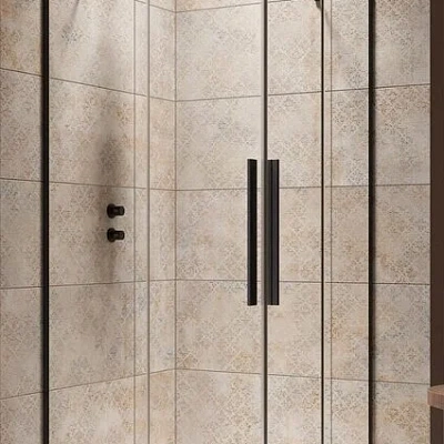 Душевая дверь Radaway Furo KDD Black, 100 x 200 см, с неподвижной частью, стекло прозрачное, профиль черный, левая, 10105100-54-01L