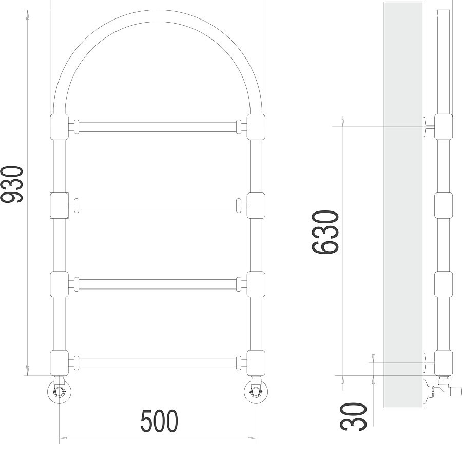 Версаль П4 500*930  Полотенцесушитель TERMINUS, арт.4620768885044