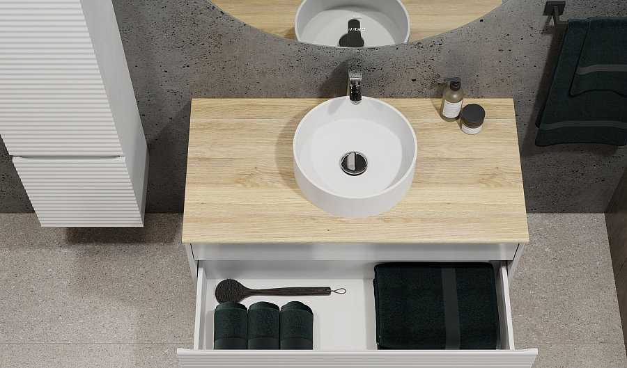 Тумба  Jorno Cossety 100 подвесная Белый/Дуб Мавелла голд