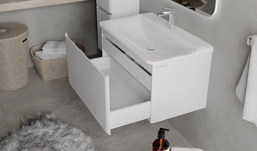 Тумба под умывальник Raval Welto 80 подвесная белая
