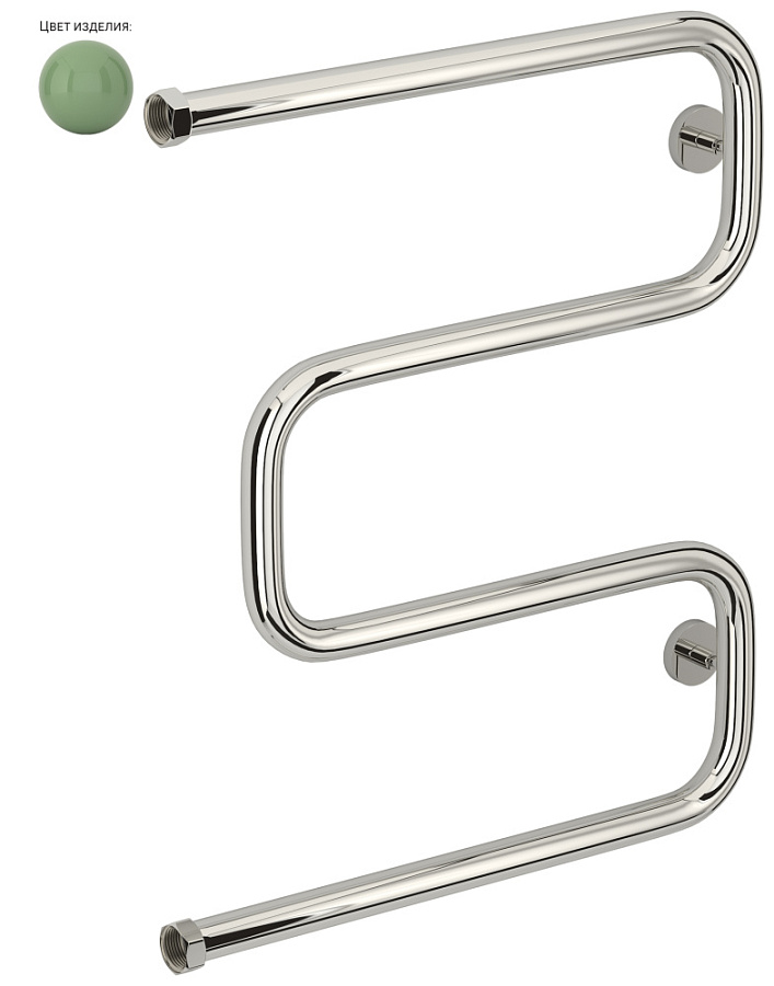 Водяной полотенцесушитель Сунержа Ш-образный 600х500, RAL 6021 Бледно-зелёный, арт.6021-0014-6050