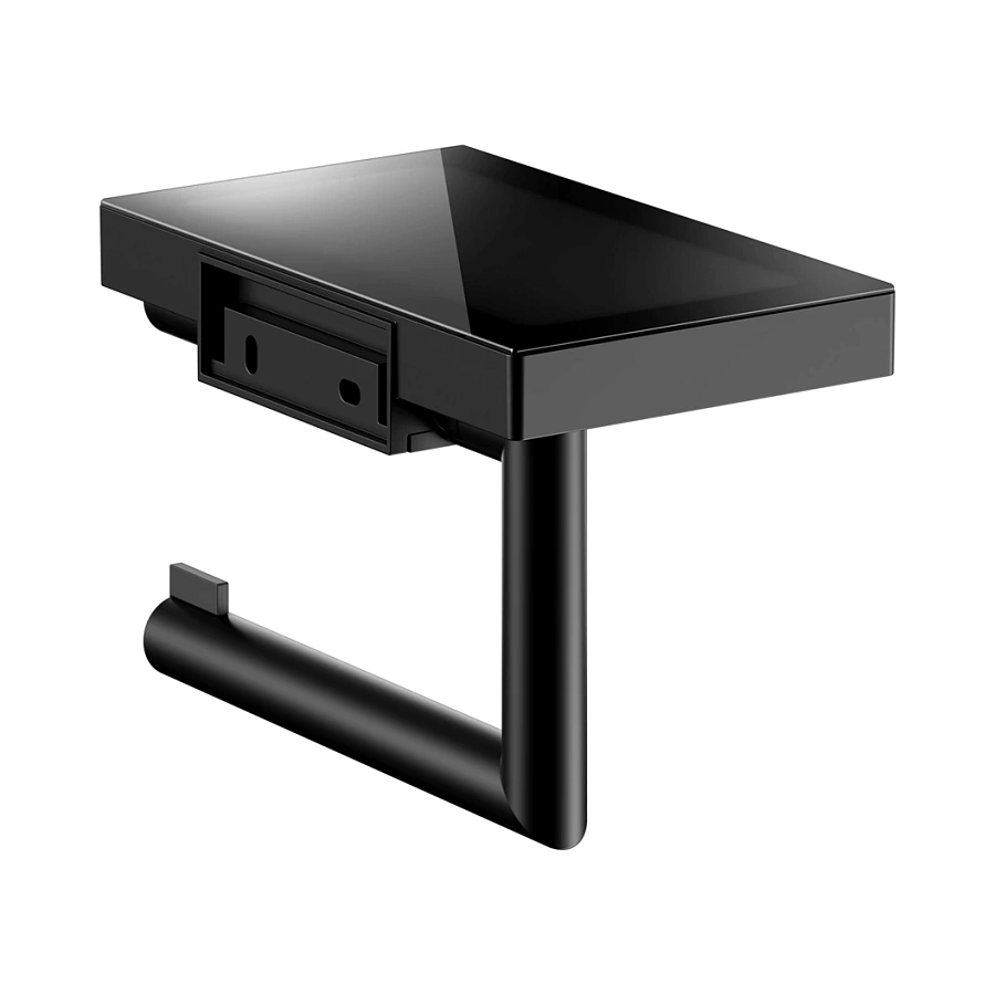 Держатель туалетной бумаги с полочкой Keuco Reva 12873379000 черный матовый