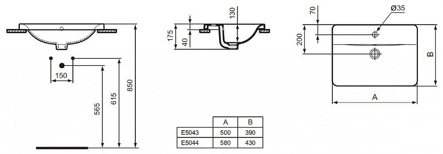 Раковина Ideal Standard Connect E504401 58 см