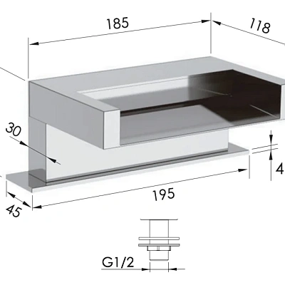 Излив в борт ванны Remer 91ZCA, хром