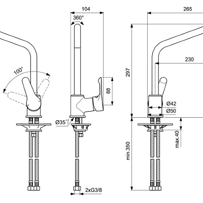 Смеситель Ideal Standard Alpha для кухонной мойки, хром, BC660AA, цвет хром