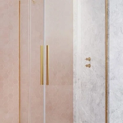 Душевая дверь Radaway Furo KDD Gold, 90 x 200 см, с неподвижной частью, стекло прозрачное, профиль золото, правая, 10105090-09-01R