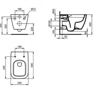 Подвесной унитаз Ideal Standard I.Life B с технологией RimLS+ T461401