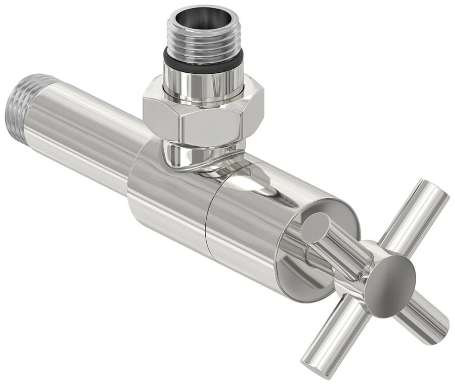 Вентиль угловой (крест) G 1/2" НР х G 1/2" НР (Без покрытия), арт.00-1408-1212