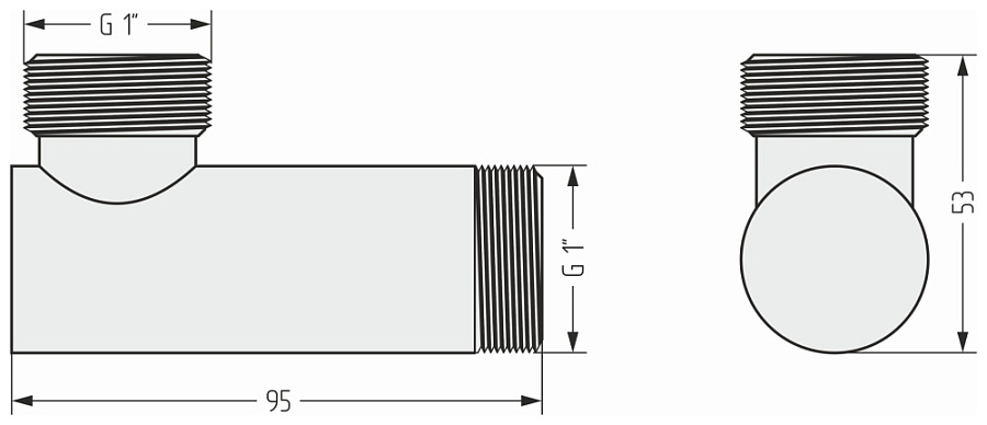 Уголок н/ж "СУНЕРЖА" G 1" нар.р. L-93 мм / G 1" нар.р. L-30.5 мм (Без покрытия), арт.00-1506-1010