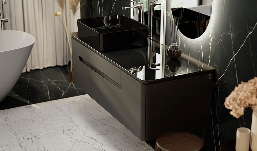 Тумба под умывальник Jorno Shine 120 подвесной антрацит