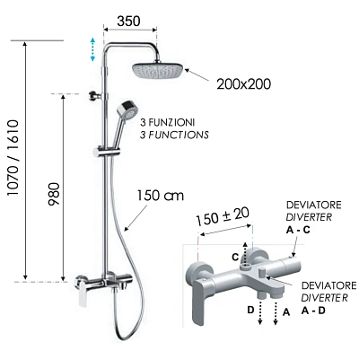 Душевая система c изливом Remer Infinity I34AAD20, хром