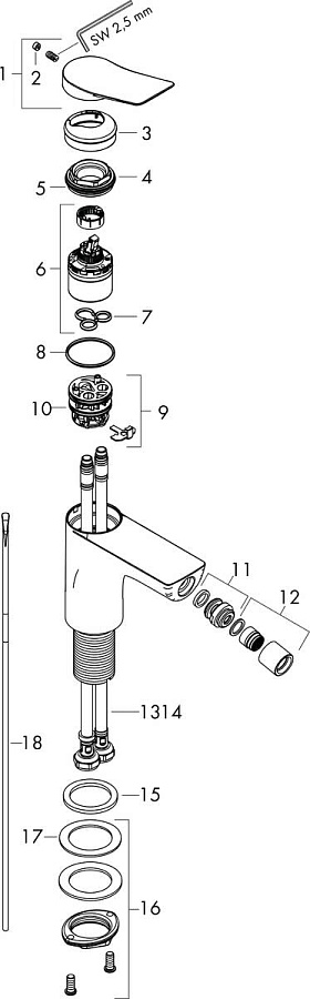 Смеситель для биде Hansgrohe Talis E, 71720000