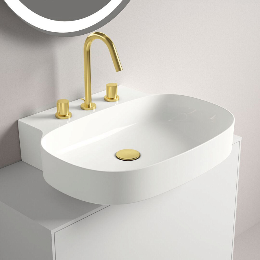 Смеситель для раковины Ideal Standard Atelier Joy на три отверстия BC783A2 с донным клапаном, шлифованное золото