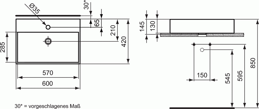Настольный умывальник-чаша 60х42 см Ideal Standard STRADA K078101