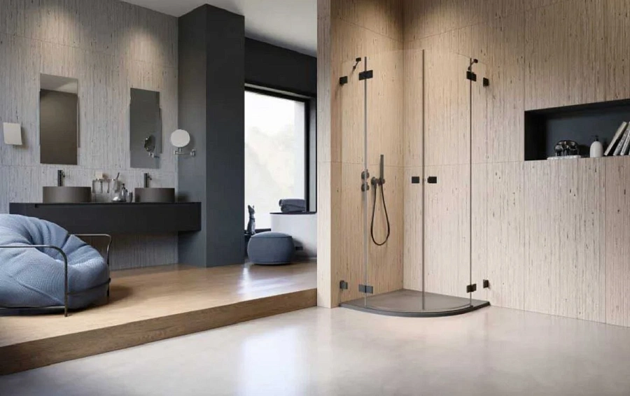 Душевая дверь Radaway Essenza Pro Black PDD 90R, 90 х 200 см, с неподвижной частью, стекло прозрачное, профиль черный, правая, 10095090-54-01R