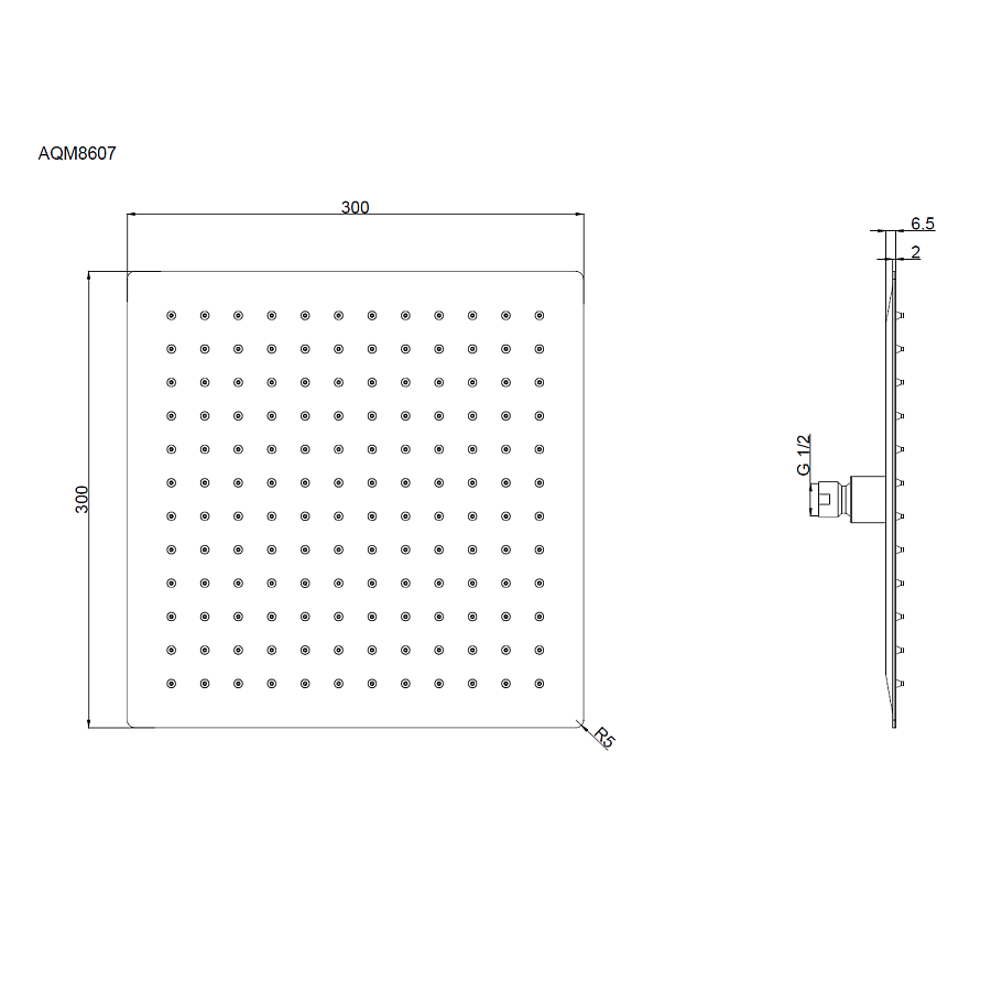 AQM8607CR Верхний душ 300х300мм, нерж. сталь, хром