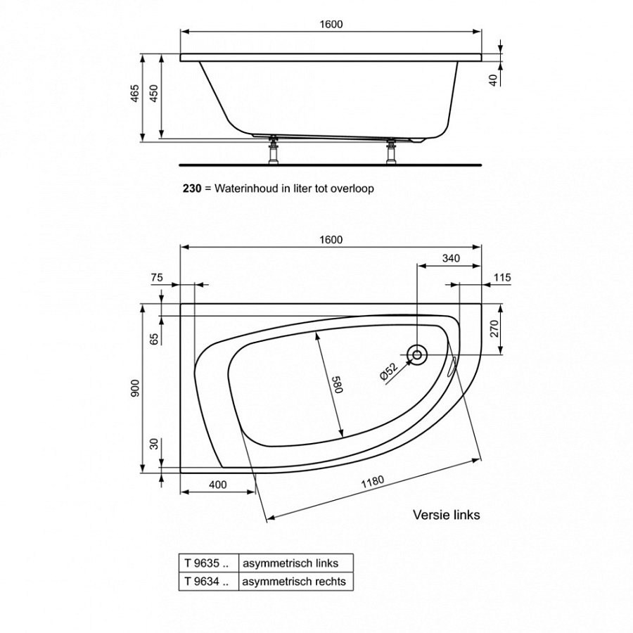 Ванна акриловая Ideal Standard Playa угловая 160x90 правая T963401
