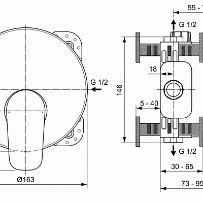 Смеситель Ideal Standard Ceraflex встраиваемый для душа, хром, A6724AA