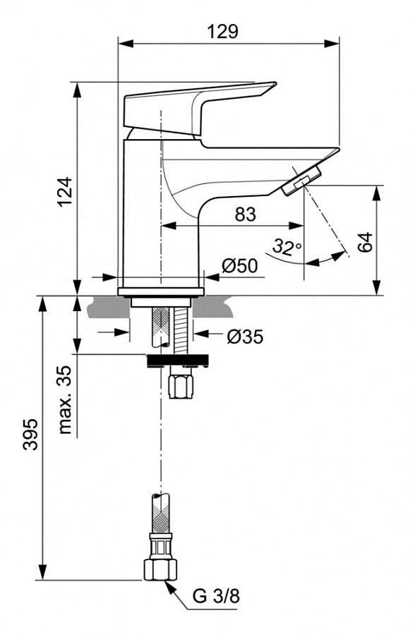 Смеситель Ideal Standard Tesi Piccolo для раковины, хром, A6568AA