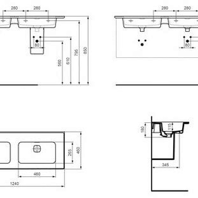 Раковина Ideal Standard Strada II Vanity  124x46 подвесной, без отверстий под смесители
