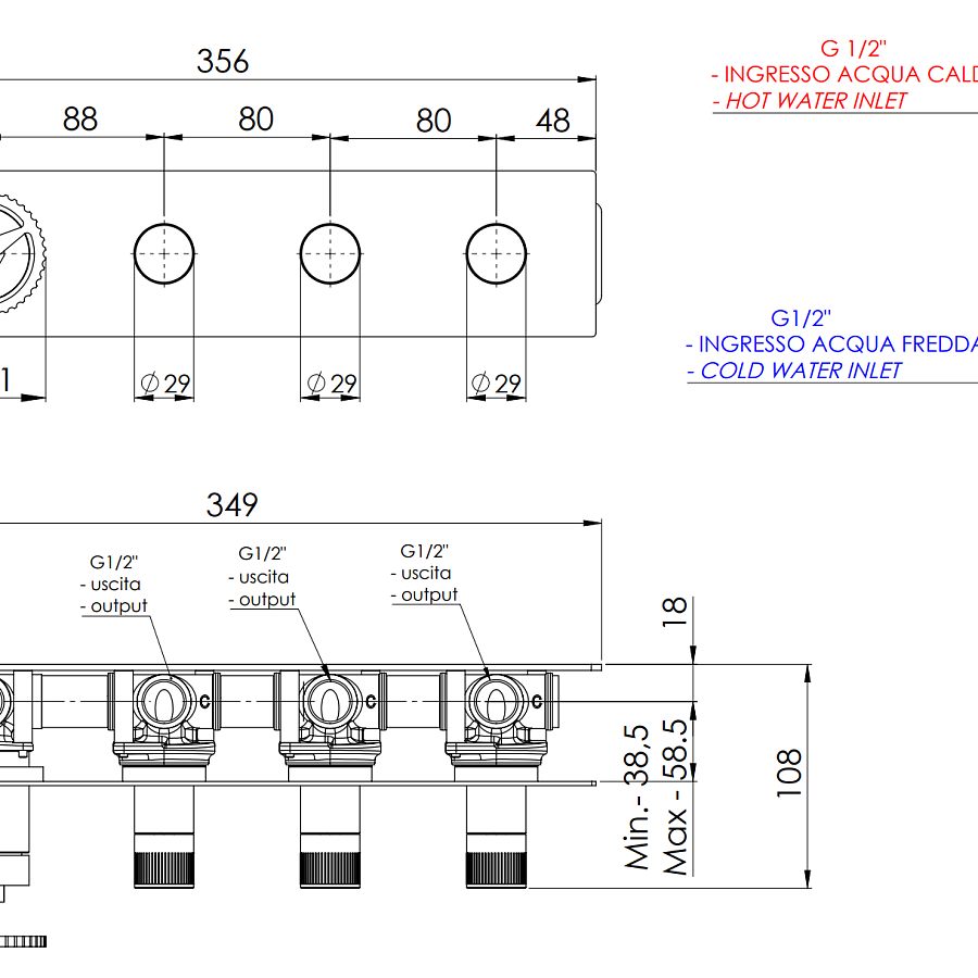 Смеситель для душа Remer Chrono CH98D3, хром