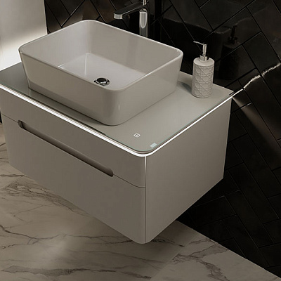 Тумба под умывальник Jorno Shine 75 подвесной белая