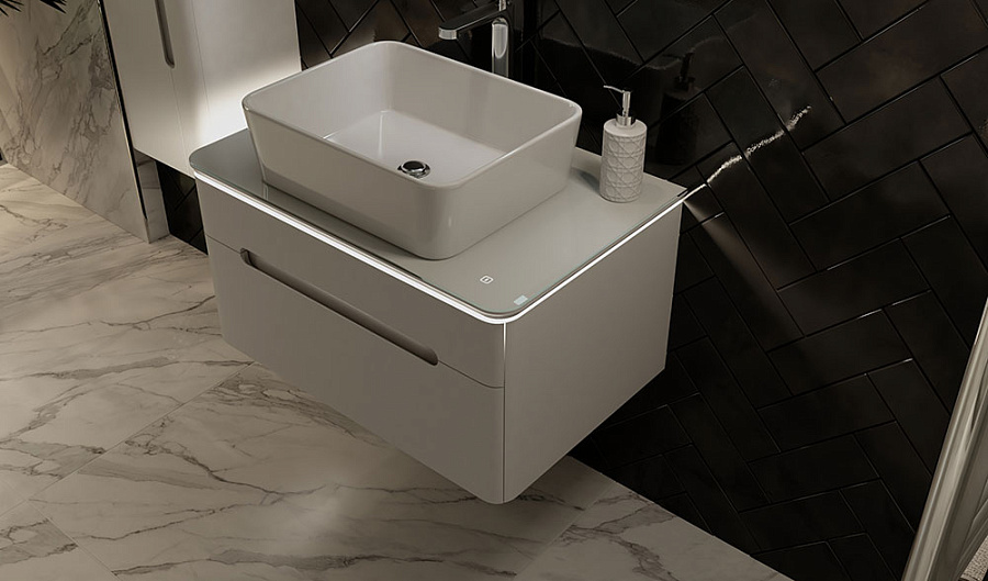 Тумба под умывальник Jorno Shine 75 подвесной белая