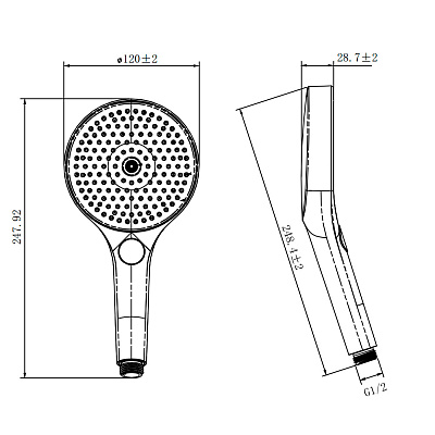 AQM8504MB Ручной душ Ø135мм, 4 режима, слайдер, Черный