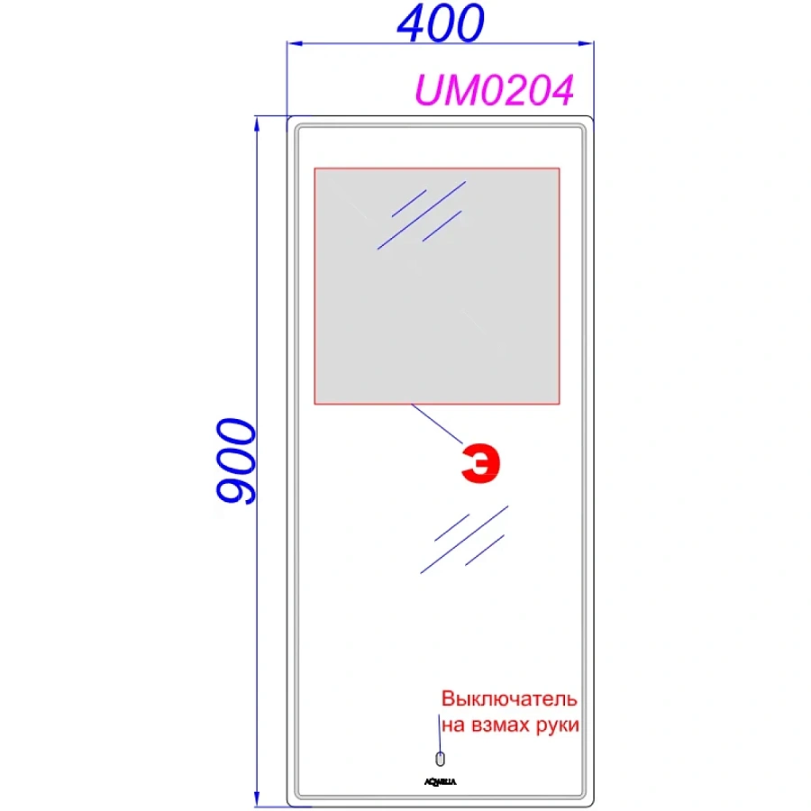 Зеркало Aqwella UM UM0204 40x90 см, с LED-подсветкой, сенсорным выключателем, диммером