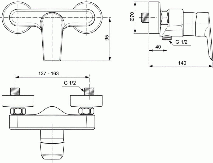 Смеситель для душа Ideal Standard Tesi A6581AA