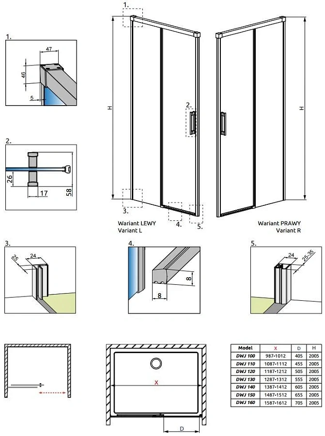 Душевая дверь Radaway Idea DWJ 110 387015-01-01, 110*200,5 см
