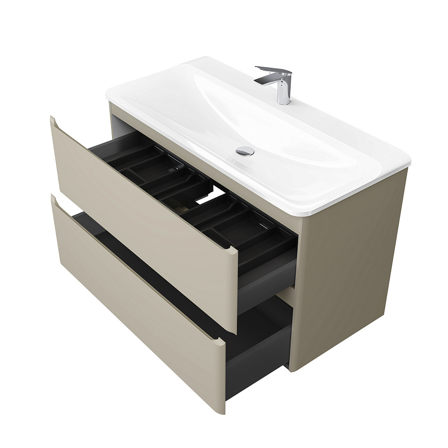 Тумба Raval Welto 100x45 см с 2 ящ. напольная, светло-коричневая, с ножками