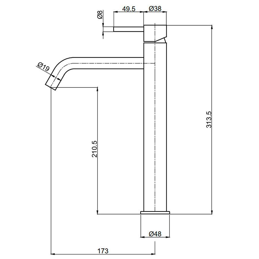 AQM 6214CR Siena Смеситель для раковины однорычажный 210мм, Хром