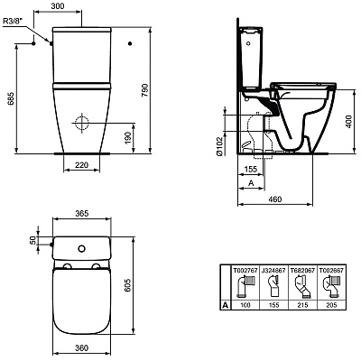 Безободковый напольный пристенный унитаз Ideal Standard i.life S