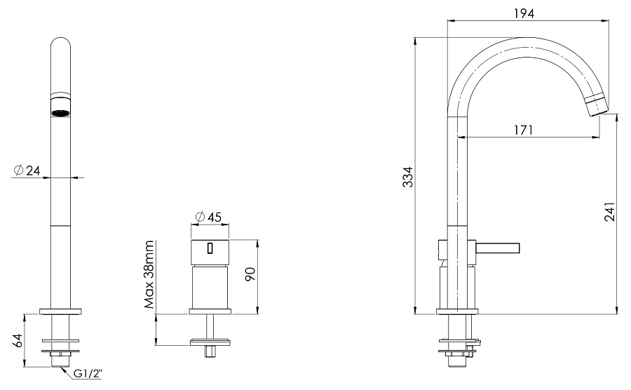 Смеситель для раковины Remer Metrica MC57L, хром