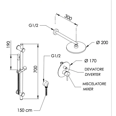 Душевая система Remer X Style X09S01O, хром