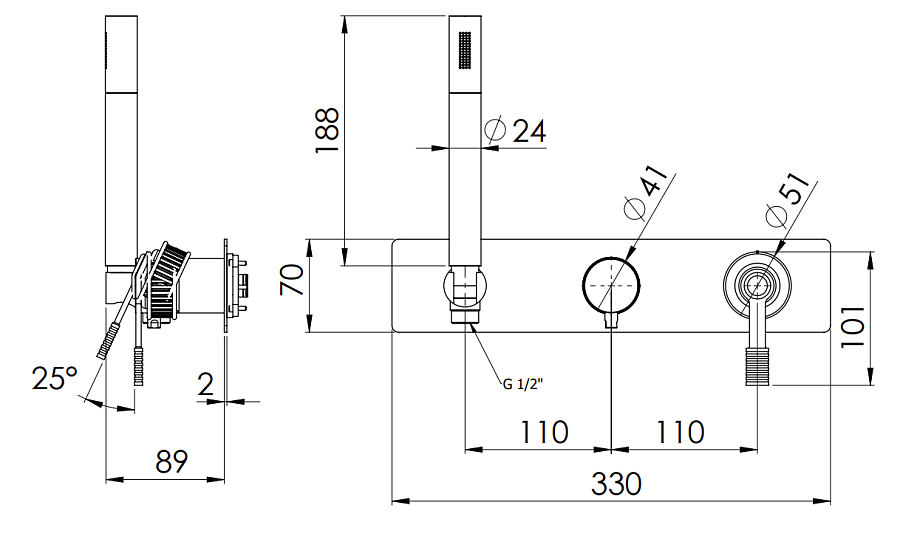 Смеситель для душа Remer Atelier AL97D2WB, хром