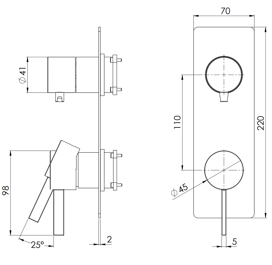 Смеситель для душа Remer Metrica MC92WB, хром
