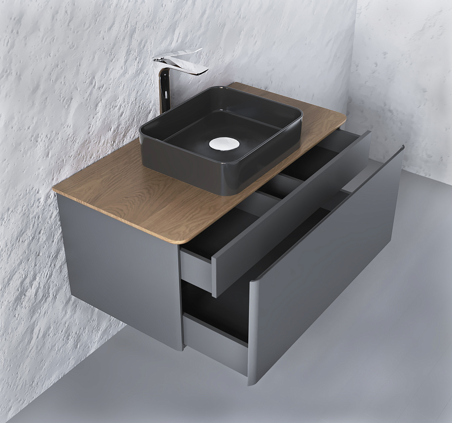 Тумба под умывальник Raval Morelle 100 подвесной антрацит/трюфель