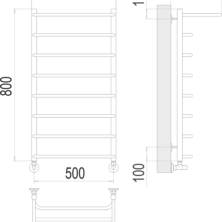 Полка П8 500х800  Полотенцесушитель TERMINUS, арт.4670078530295