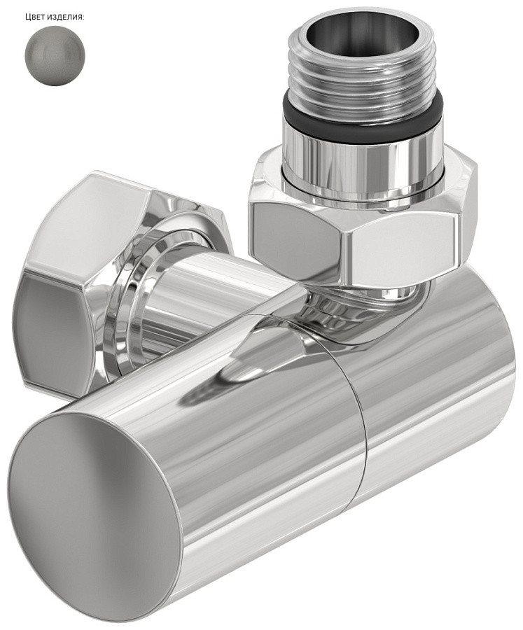 Вентиль 3D правый (цилиндр) G 1/2" НР х G 3/4" НГ (RAL 9007 Серо-алюминиевый), арт.9007-1403-1234